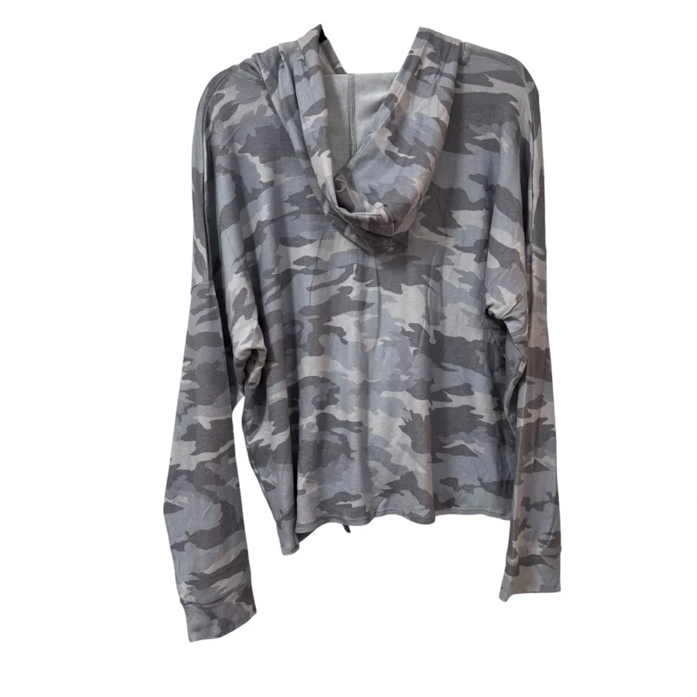 Beyond Yoga gray camo tye-front hoodie XL athleisure NWOT - Picture 2 of 8